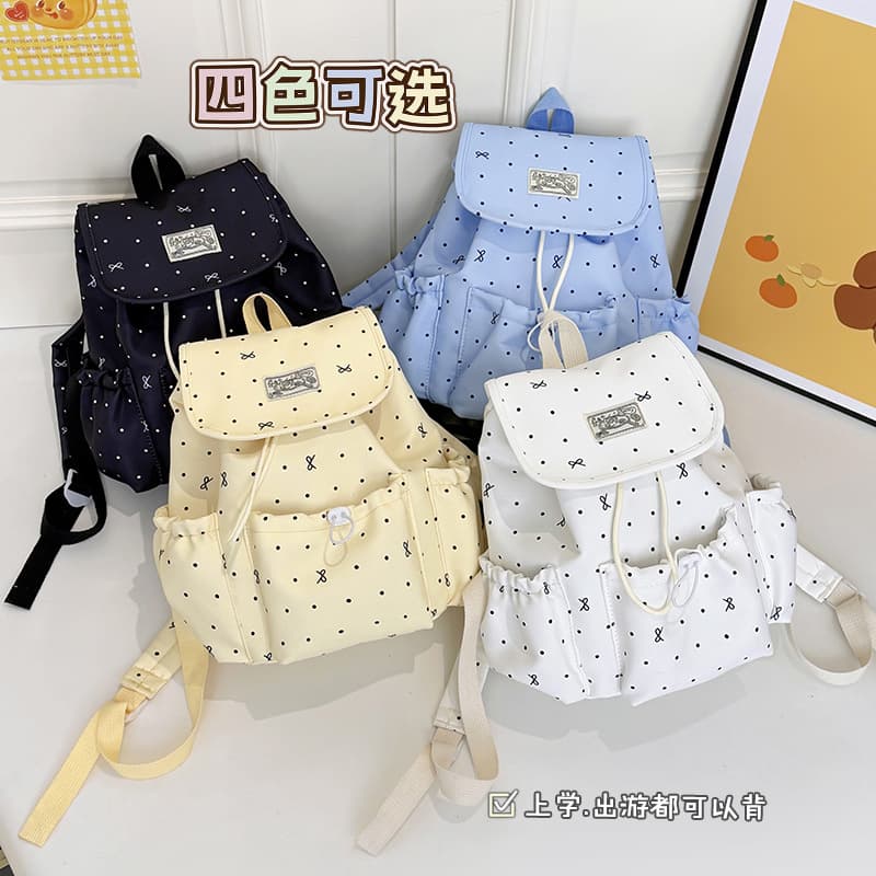 Schoolbags for junior high school girls, ins-style, good-looking, niche high school students, polka-dot backpacks for travel, college style small backpacks
