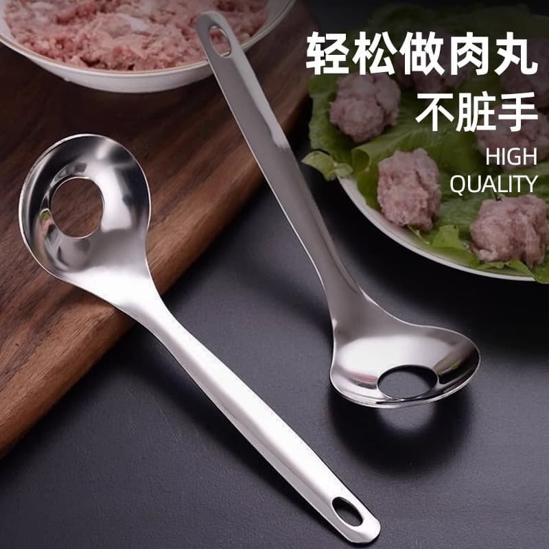 Stainless Steel Meatball Press Spoon Tool, Home Use Meatball Squeezer, Fried Round Ball Mold & Scoop, Fish Ball Spoon