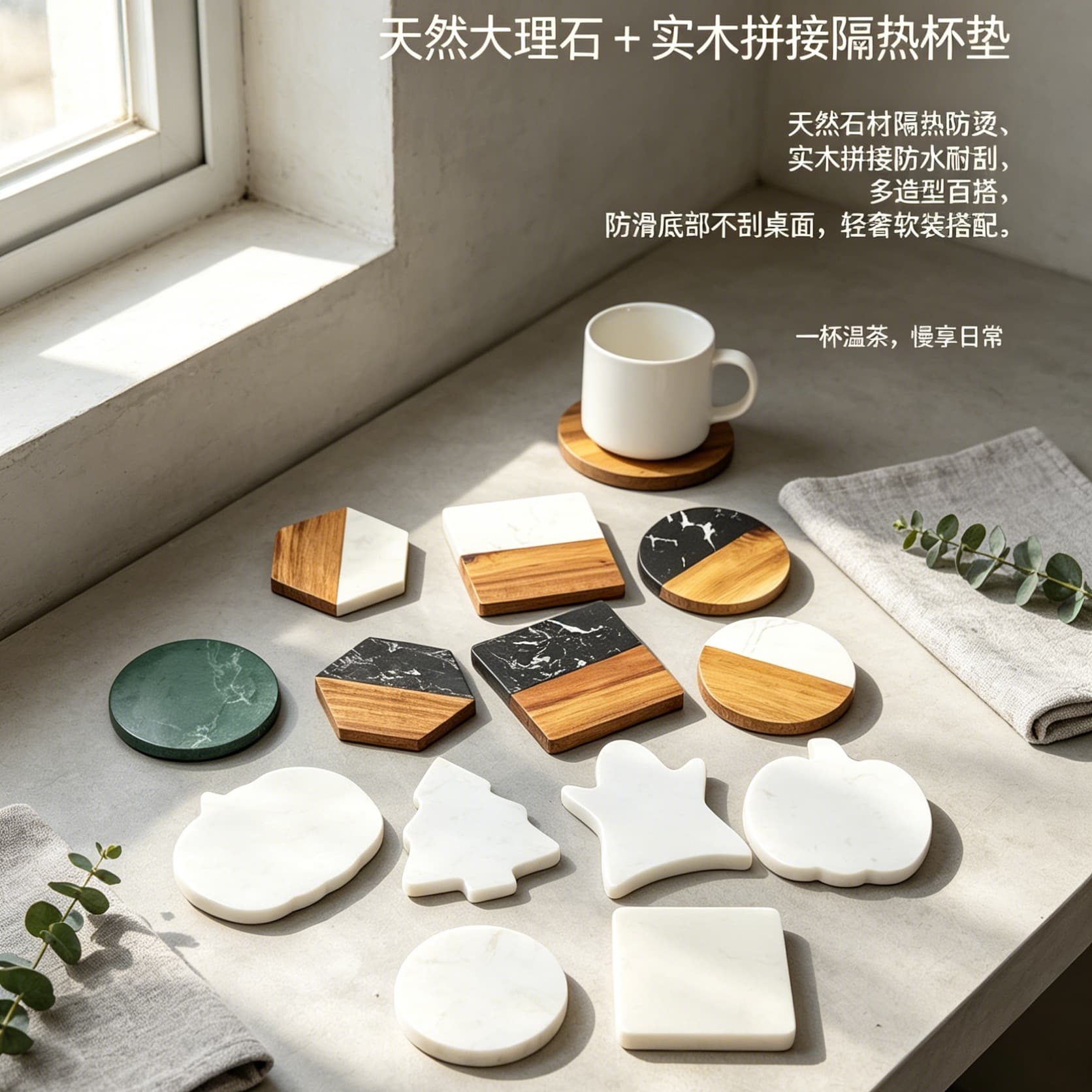 Manufacturer wholesale creative coasters marble insulated coasters hotel supplies coffee coasters light luxury placemats insulated coasters