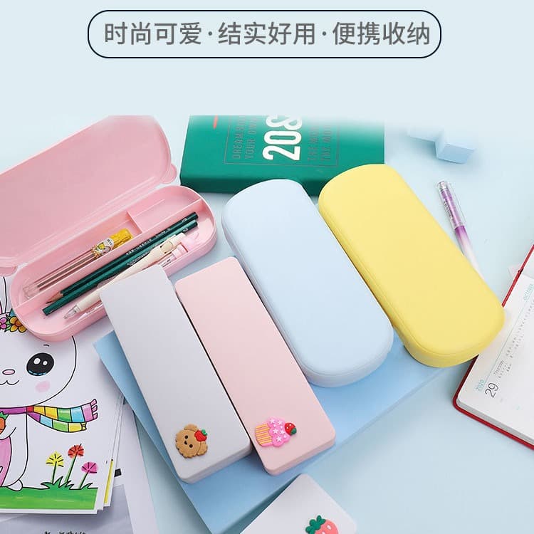 Simple frosted plastic transparent stationery boxes, student pencil cases wholesale storage