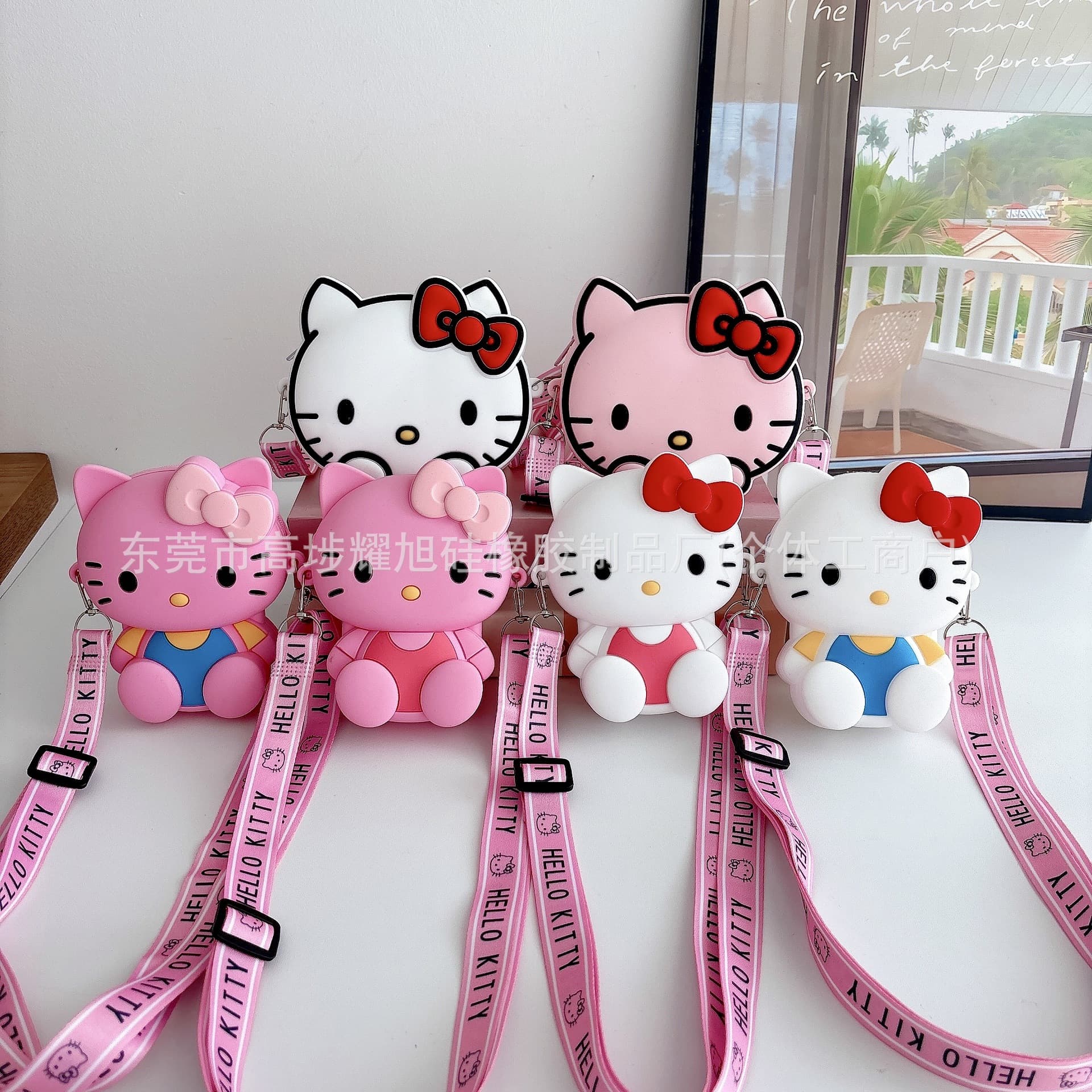 Cartoon children's silicone bag, cute smiling cat coin purse, fashionable crossbody bag, cross-border girl's bag, fashionable bag