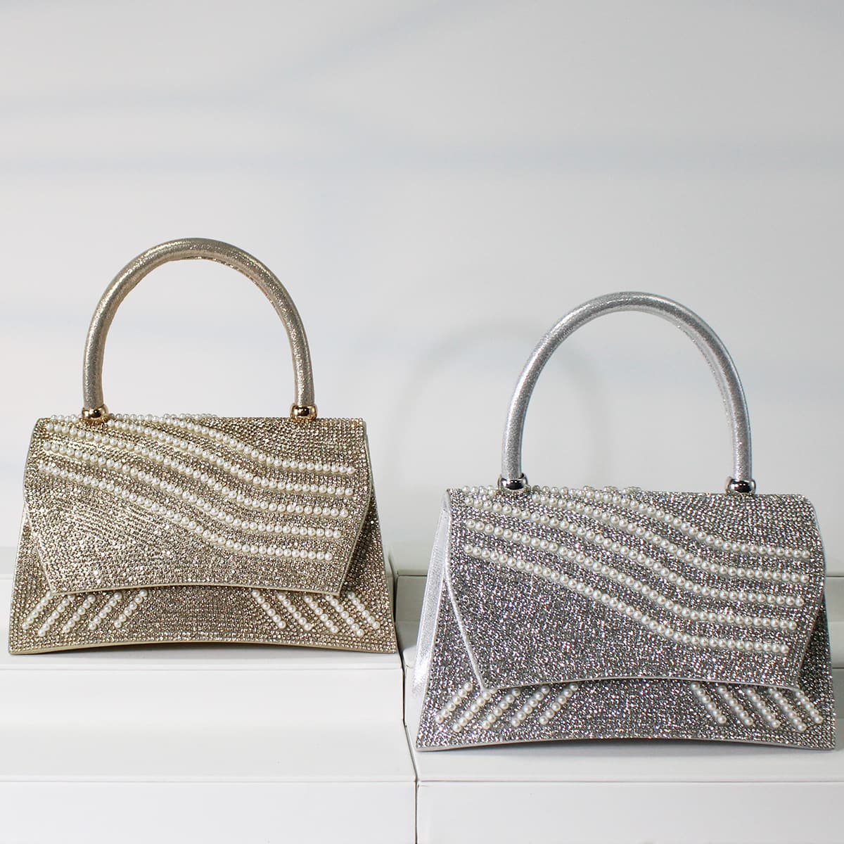 New Cross-Border Ecommerce Women's Bag Small Pearl Bag with Rhinestones Elegant Style Banquet Bag Party Bag Evening Bag