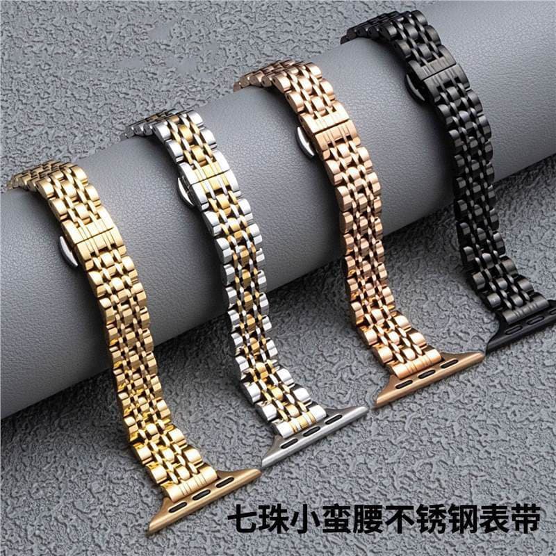 Solid Stainless Steel Seven-Bead Design iWatch Band Compatible with Apple Watch Women