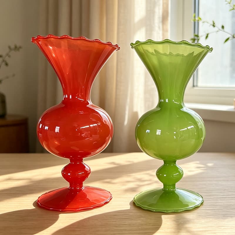 French medieval colored glass vase living room dining table light luxury niche glass hydroponic flowers dried flowers decorative ornaments
