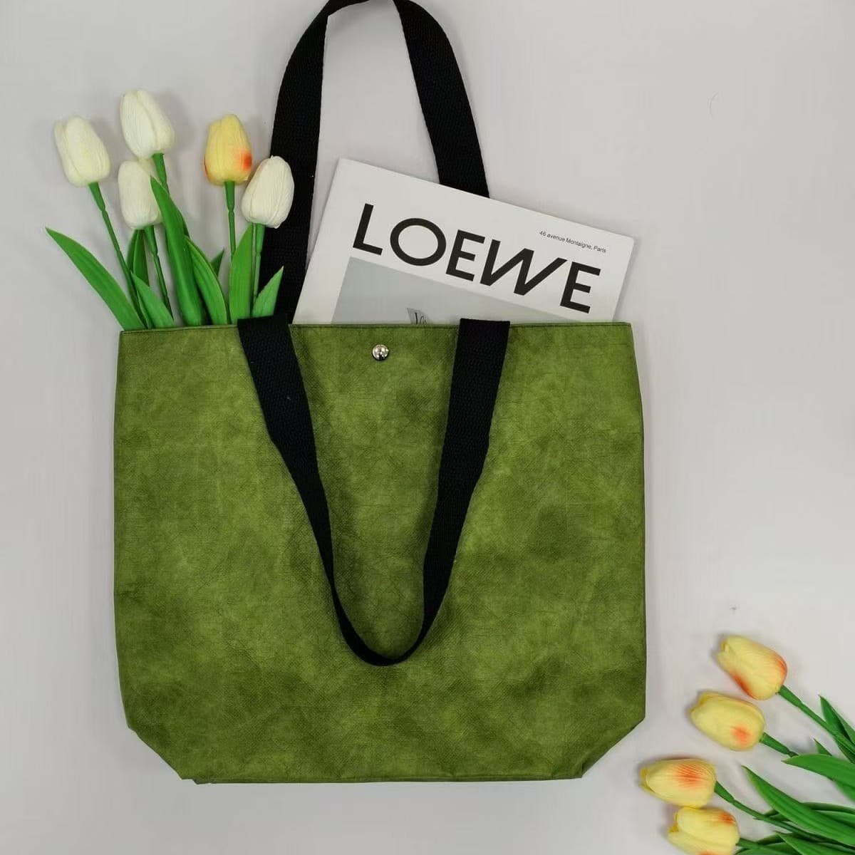 Dupont Paper Bag Custom Logo Printing Tote Bag, Washable Kraft Paper Crossbody Lunch Bag, Canvas Handbag Customization