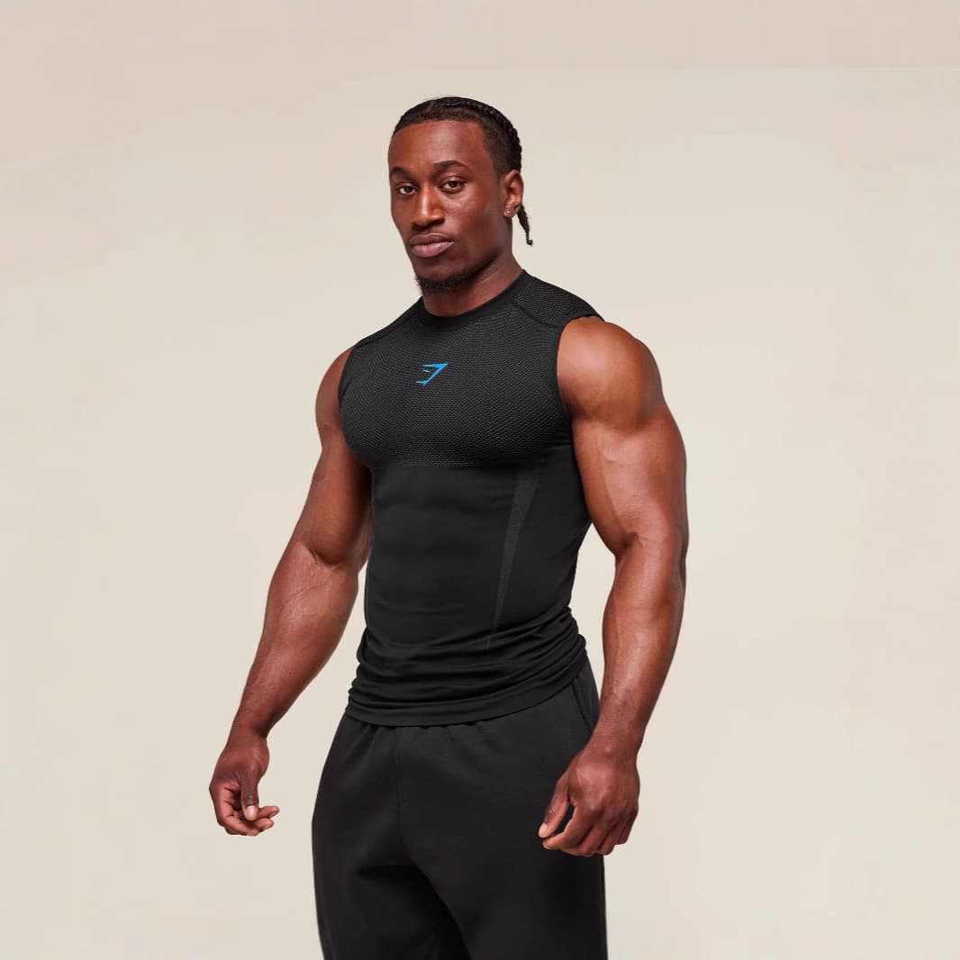 Gymshark Cross-Border Hot Selling Running Sports Fitness Vest Men's Training Breathable Tight Quick-Drying T-Shirt Cycling Clothing