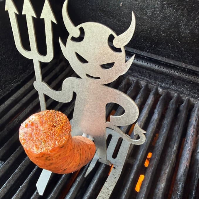 Cross-Border Hot Seller BBQ Human-Shaped Grill Rack Creative Stainless Steel Devil Trident Sausage Rack Hot Dog Rack