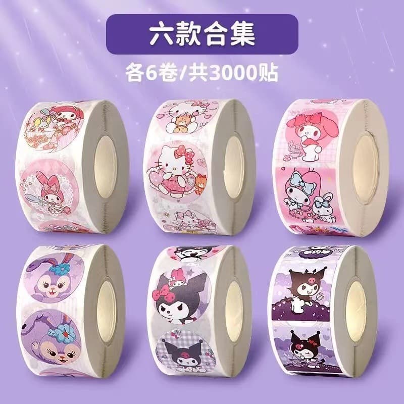 300pcs In Stock Cartoon Kuromi My Melody Kids Stickers, Self-Adhesive Hand Account Reward Seal Stickers