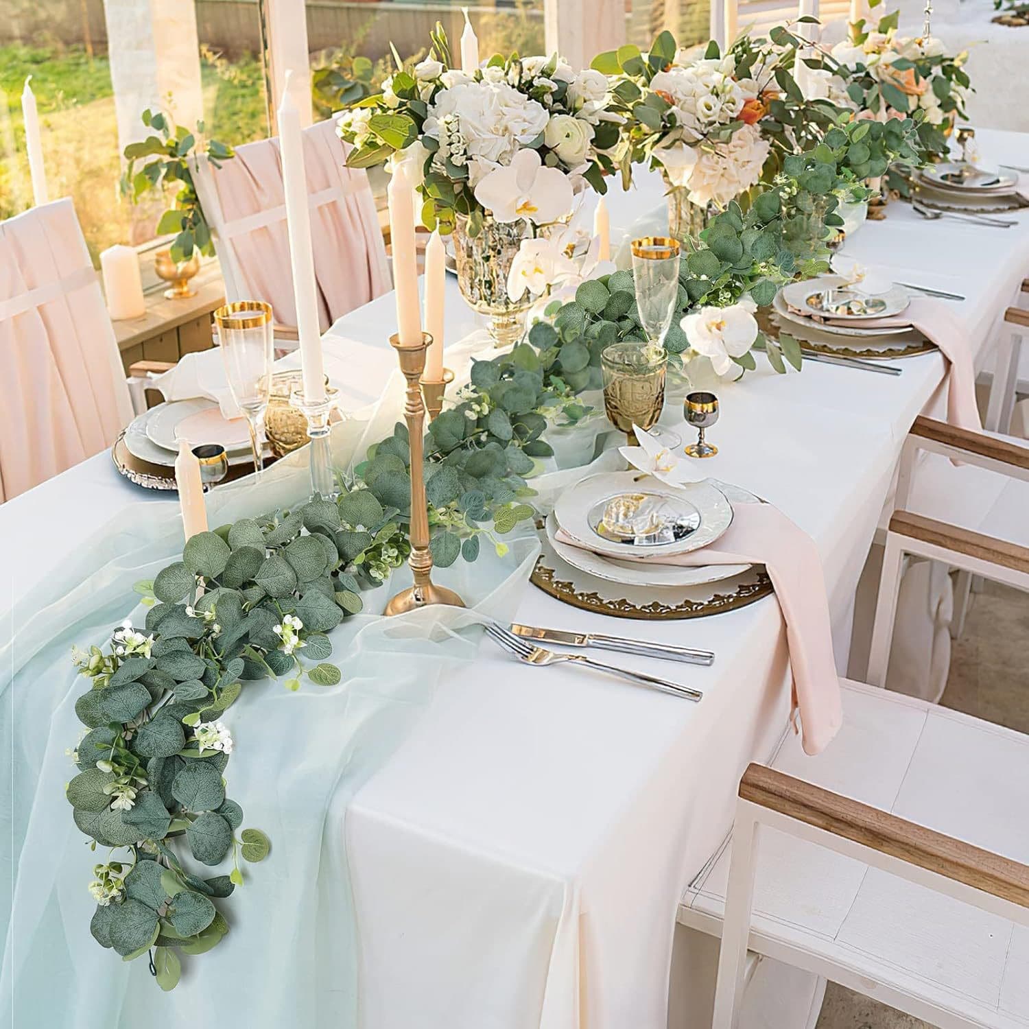 Artificial Flowers Eucalyptus Leaves Artificial Camellia Vines Wedding Party Decoration Ivy Fake Leaves Plants