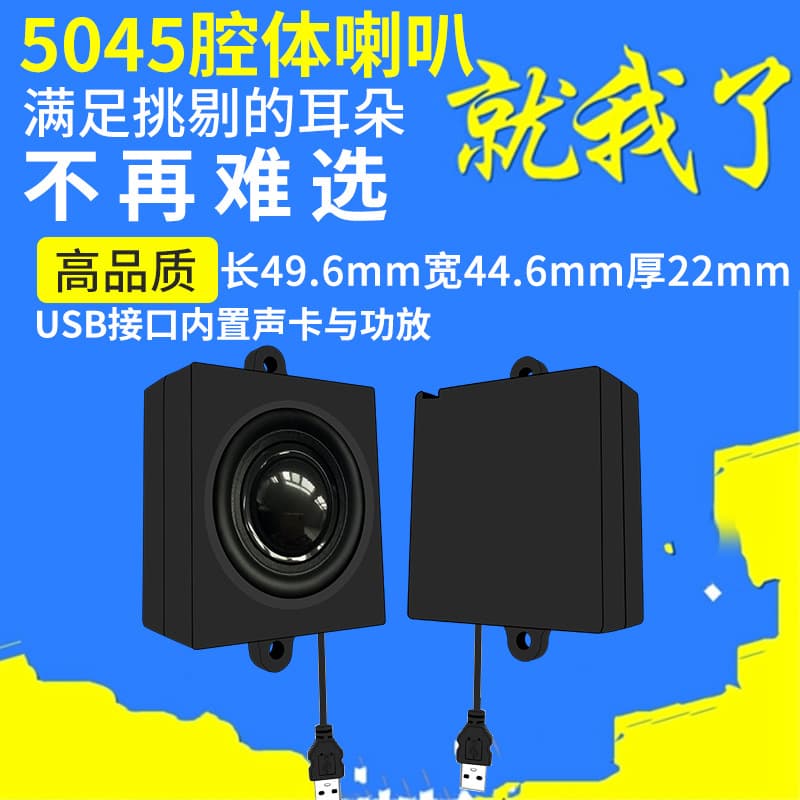 Jinggeyuan USB Amplifier 5045 Speaker Enclosure, 8 Ohm 2W Multimedia Computer AI Intelligent Voice Speaker