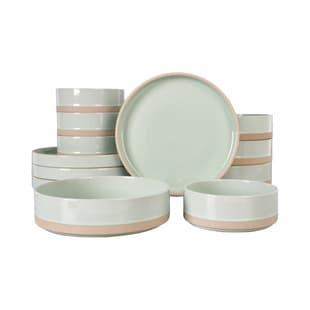 16-Piece Tableware Set Light Green Korean Style Ceramic Dinnerware Japanese Style Ceramic Available for Individual Purchase