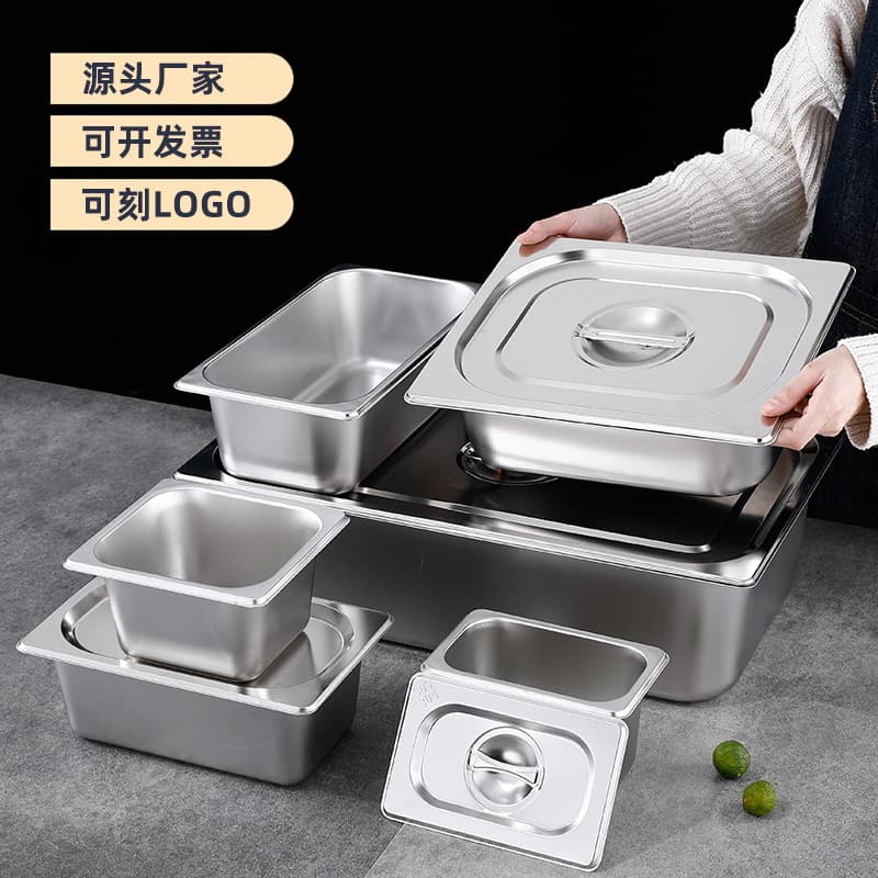 304 Stainless Steel Portion Bowl, Thickened Stainless Steel Square Pan, Commercial Food Prep Tray, Rectangular Stainless Steel Portion Plate