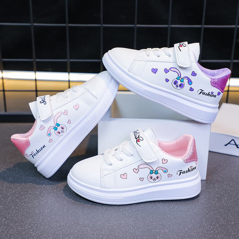 2025 New White Girls' Soft Sole Non-Slip Children's Sneakers Running Sports Shoes for Primary School Students
