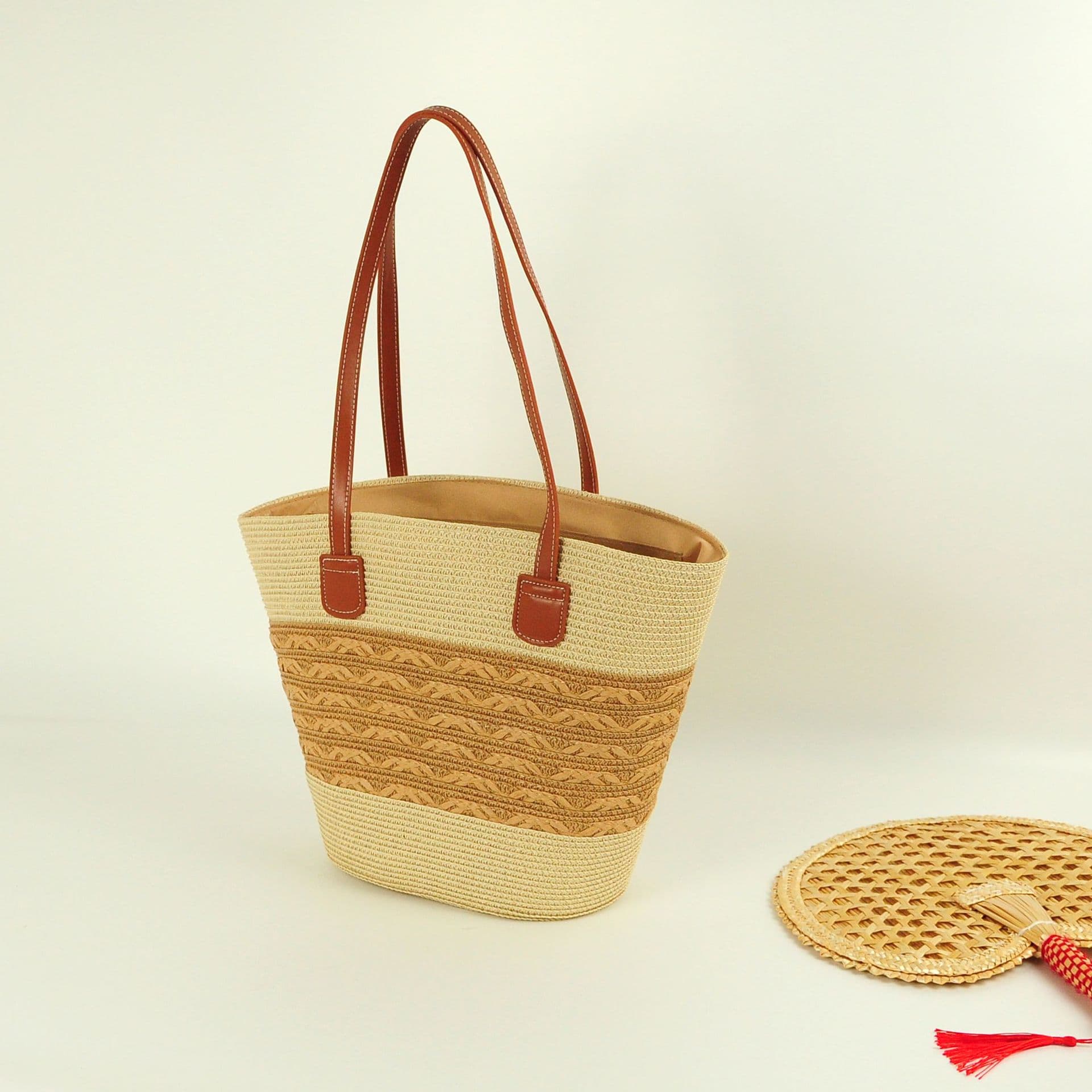 2024 New Style Travel Bag Women's Versatile Woven Shoulder Bag Beach Bag
