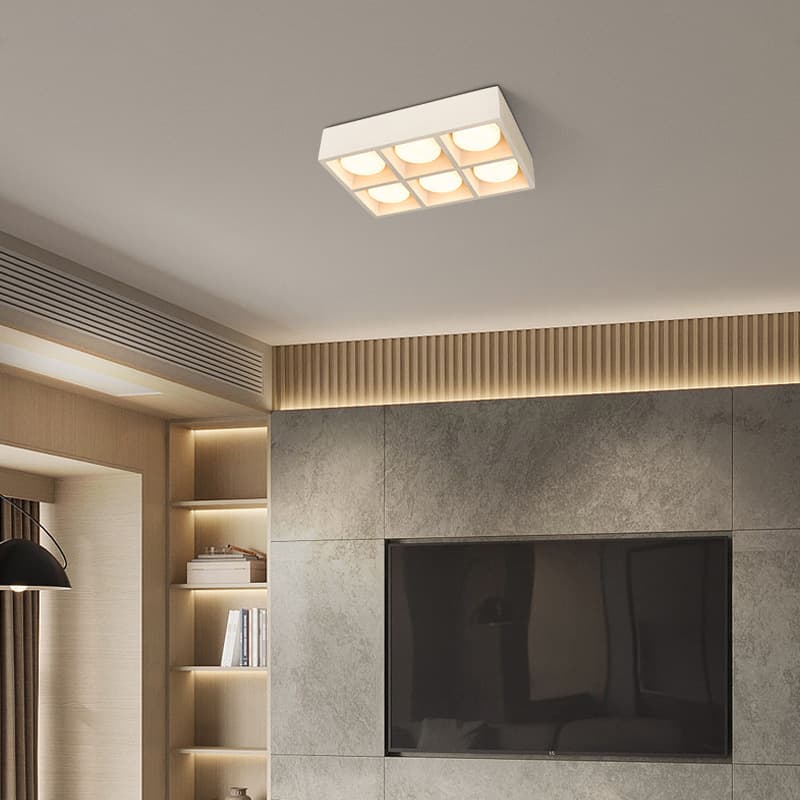 Minimalist surface-mounted grille light for living room without main light, modern minimalist square recessed light for bedroom.