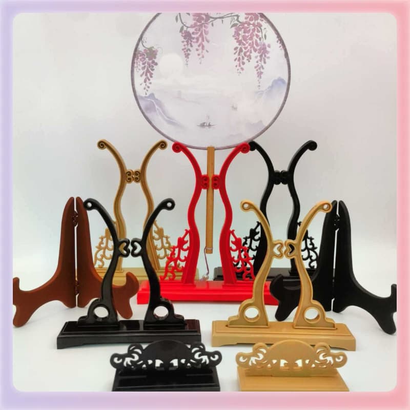 ✅ Lacquer Fan Stand, Fan Holder, Round Fan Stand, Plastic Fan Base, Chinese Fan Display Stand
