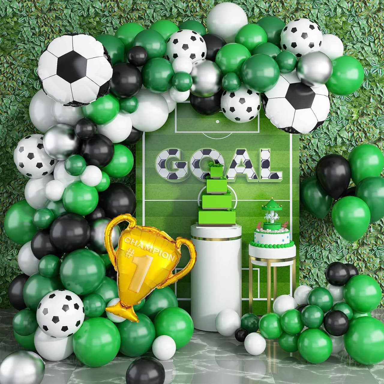 Soccer Balloon Green Arch Kit Boy Soccer Trophy Balloons Baby Shower Birthday Soccer Party Decorations