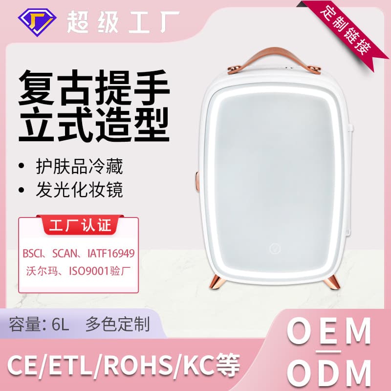 Customizable 6L Mirror LED Cosmetic Fridge Home Dorm Mini Portable Beauty Fridge