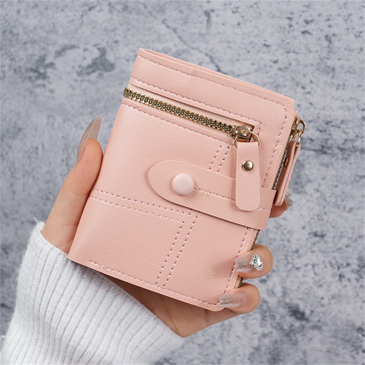 Cross-border Labeled Wallet Women's Solid Color Thin Wallet Ladies Wallet Card Holder Short Coin Purse Cross-border Wholesale