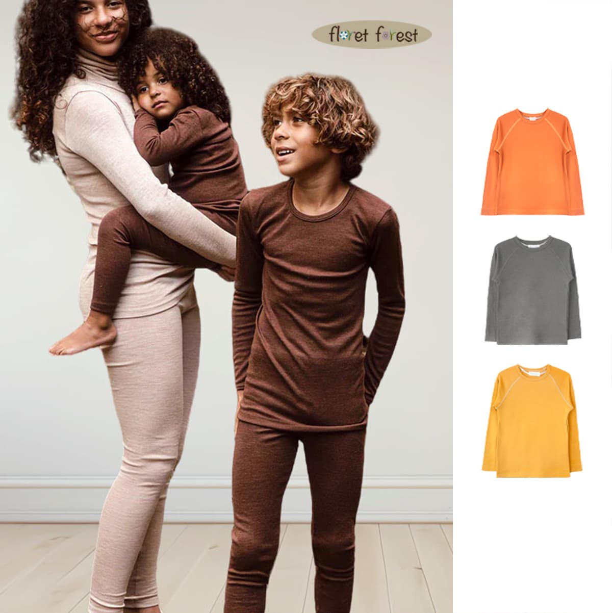 100% Merino Wool Boys' and Girls' Autumn/Winter Underwear Set (Sizes 1-3)