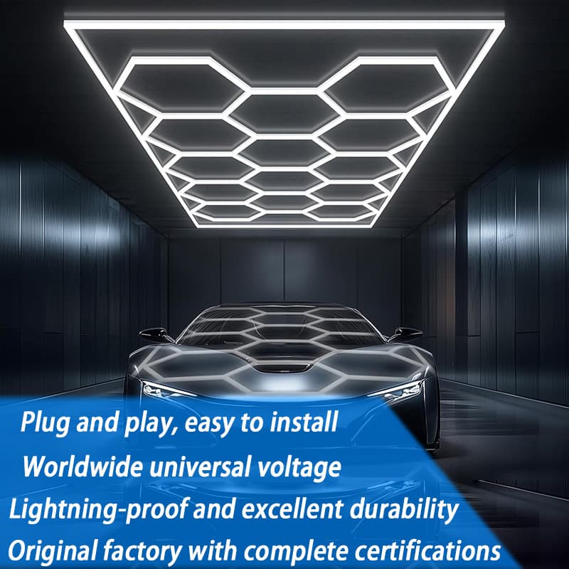 Garage Light Hexagonal Honeycomb Light 110V Car Wash Shop Film Ceiling Auto Beauty Workstation Light Zhongshan Lighting