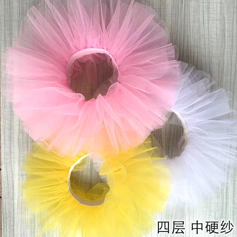 Children's Dance Tulle Skirt Short Ballet Performance Practice Net Skirt Four Layers Training Class Girls' Frock Skirt