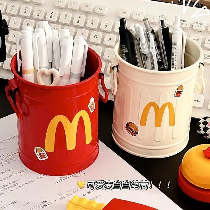 Iron Art Pencil Holder Maimen M Storage Small Iron Bucket Student Desktop Cute Decoration Office Stationery Makeup Brush Organizer