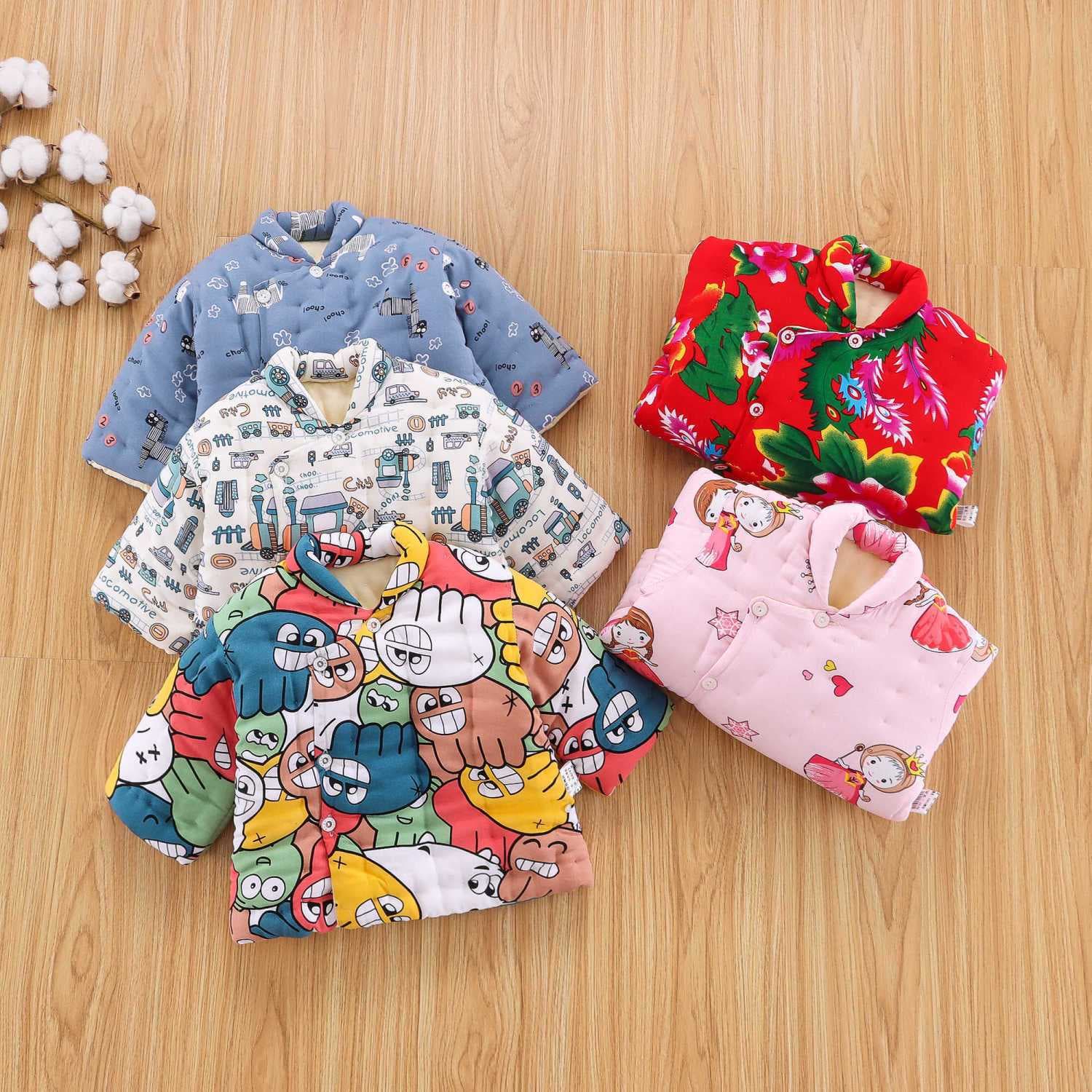 Baby pure cotton handmade floral cotton coats, cotton jackets, children's thickened cotton clothes, infants and young children's clothing, toddler tops, autumn and winter