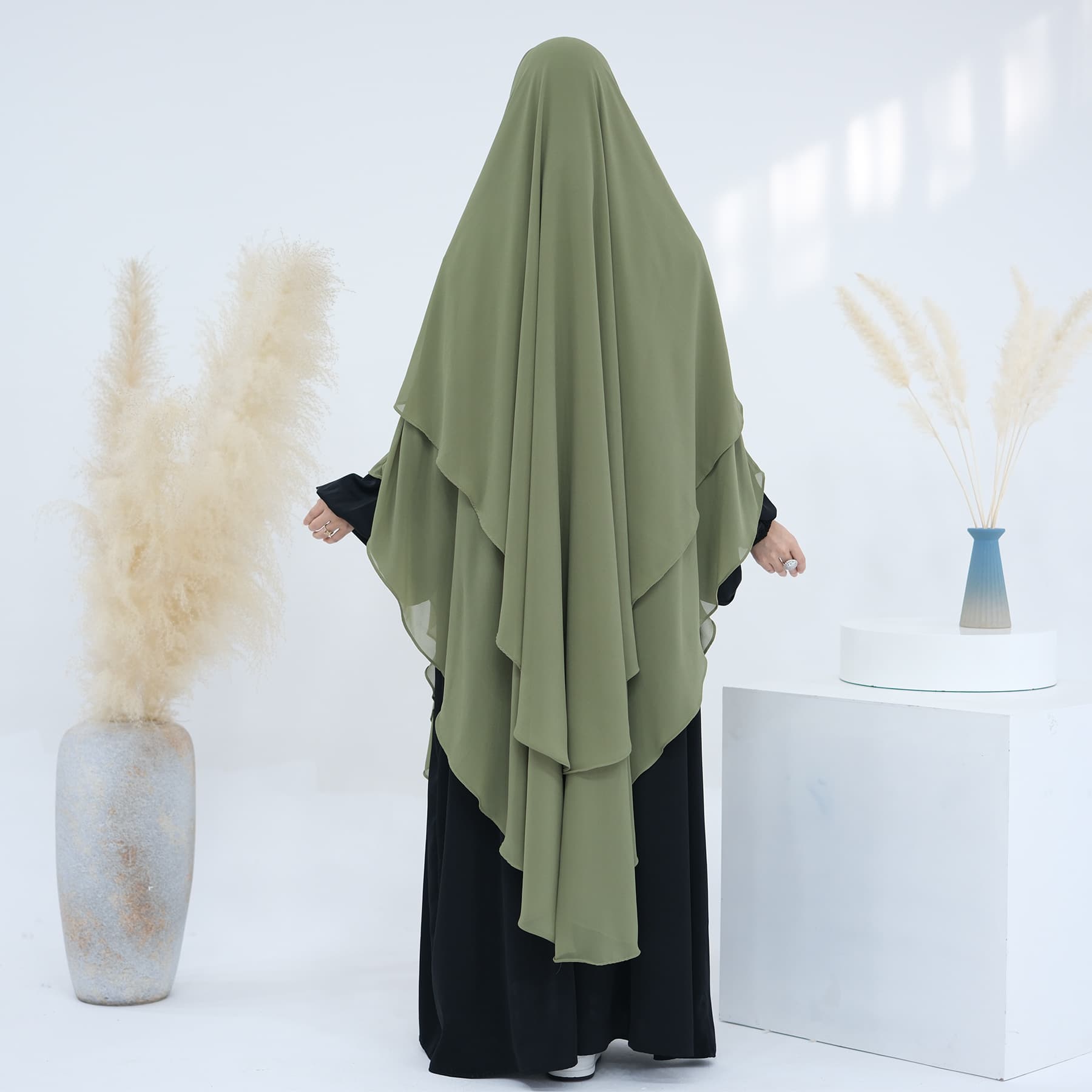 Solid Color Double-Layer Chiffon Large Swing Headscarf HJ916