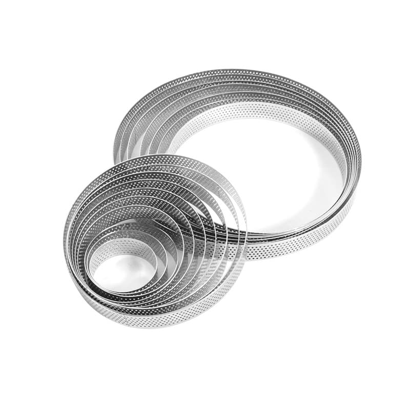 In Stock 430 Stainless Steel Round Perforated Tart Ring Cookie Dumpling Mold Rice Cake Ring French Tart Mold Pastry Cutter