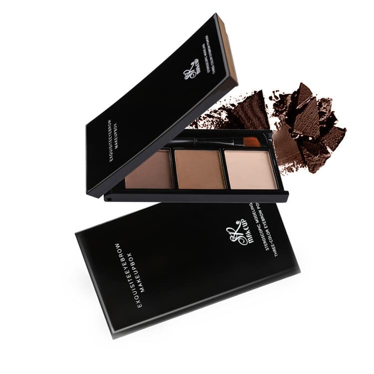 SR·MAKE UP Natural Fine Three-Color Eyebrow Powder Eyeshadow Contour 3-in-1 Palette Black Coffee Gray Eyebrow Pencil Cream