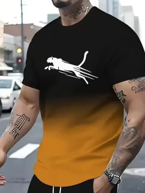 2025 Cross-Border Hot-Selling Sweatshirt Street Fashion Short-Sleeved T-Shirt Loose Men's 3D Digital Printing Export