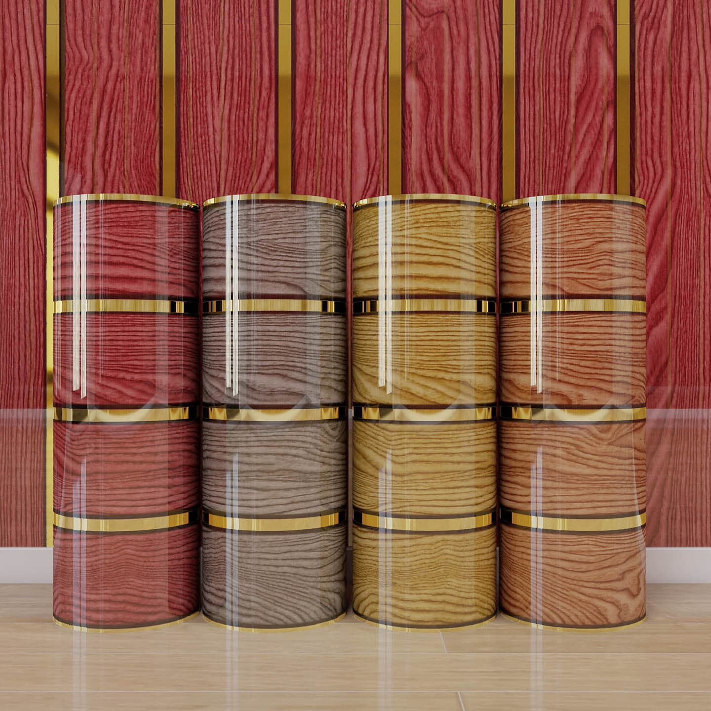 Self-Adhesive 3D PVC Wood Grain Grille Sticker Wallpaper Bedroom Living Room Background Wall Waterproof Wallpaper Drop Shipping