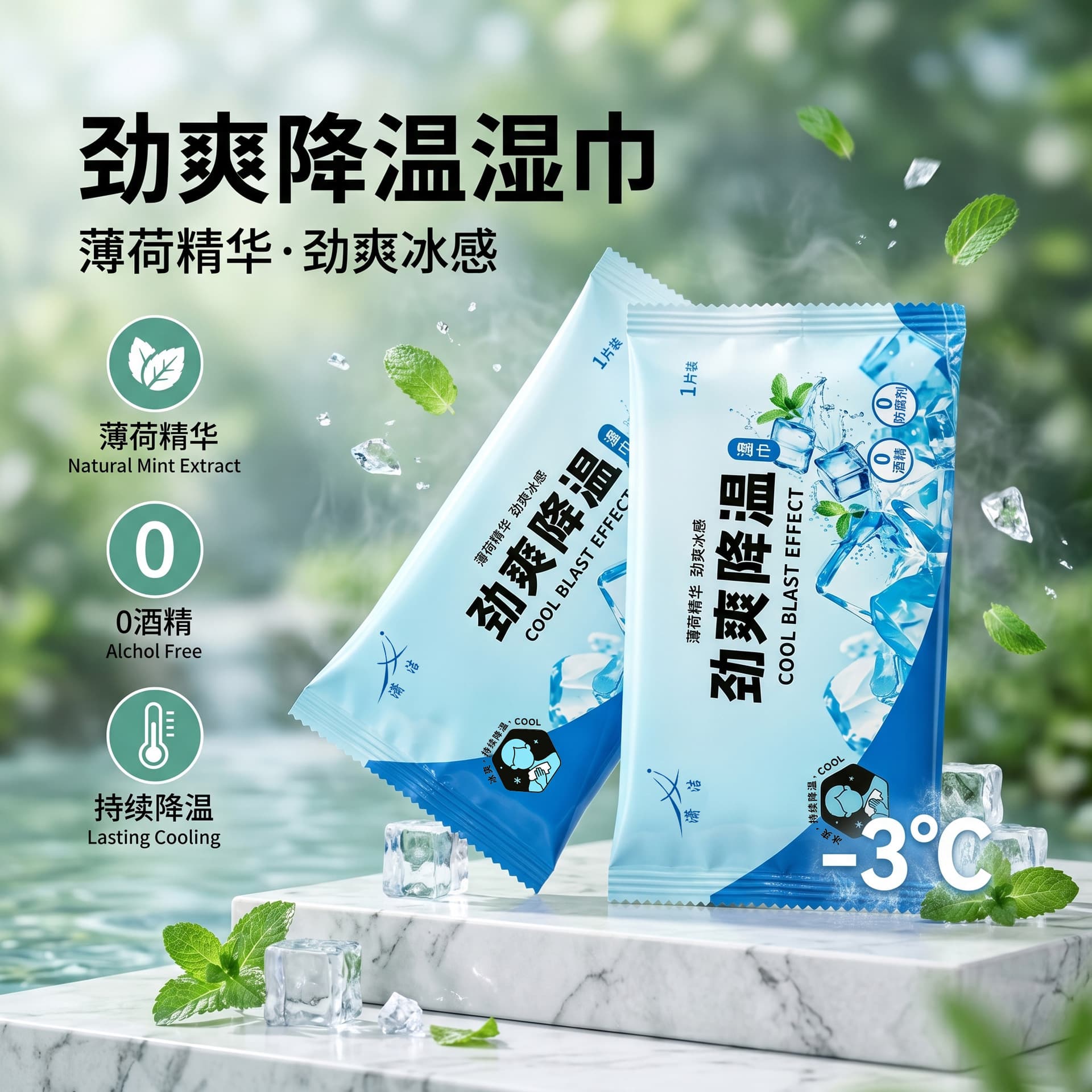 Ice cooling wet wipes cooling cooling ice cooling wet wipes military training sports cooling ice cooling refreshing portable