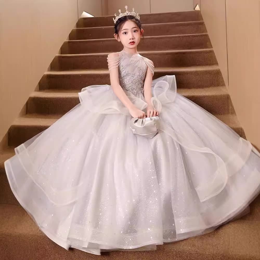 Children's Formal Dress Summer Light Luxury French Style Catwalk Princess Dress for Hosts Piano Performance