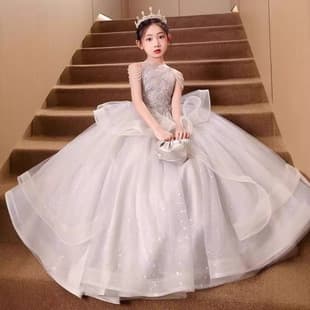 Children's Formal Dress Summer Light Luxury Niche French Style Catwalk Princess Dress Children's Host Piano Performance Costume