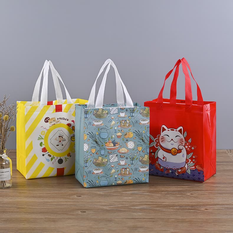 Non-woven takeaway tote bags, universal oil-proof watercolor printed laminated packaging bags.