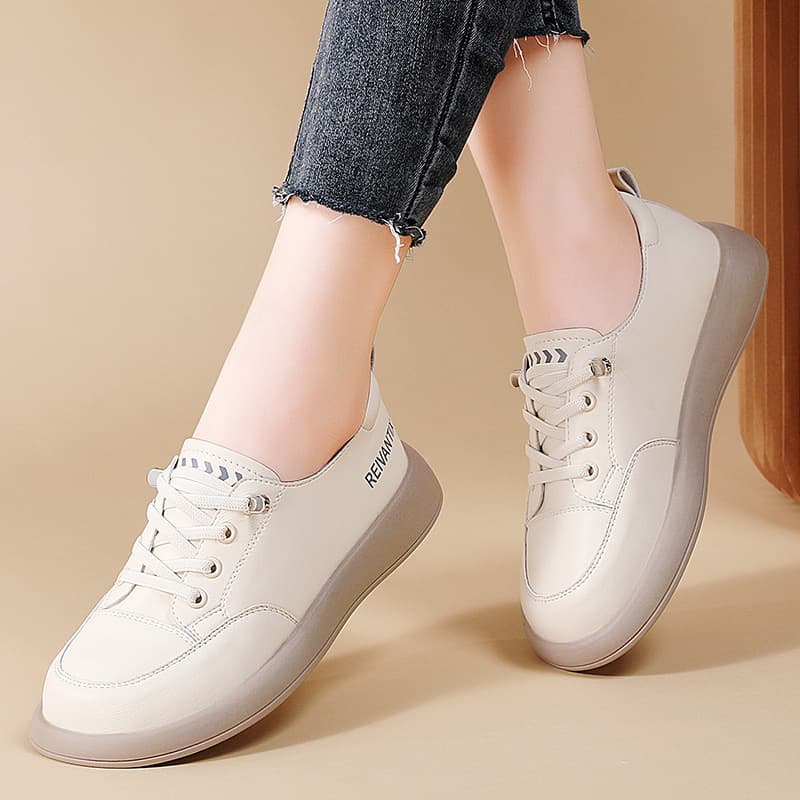 Comfortable Low-Top White Sneakers Lightweight Casual Sports Shoes Soft Sole Comfortable Casual Shoes Fashion Flat Single Shoes Anti-Slip Women's Shoes