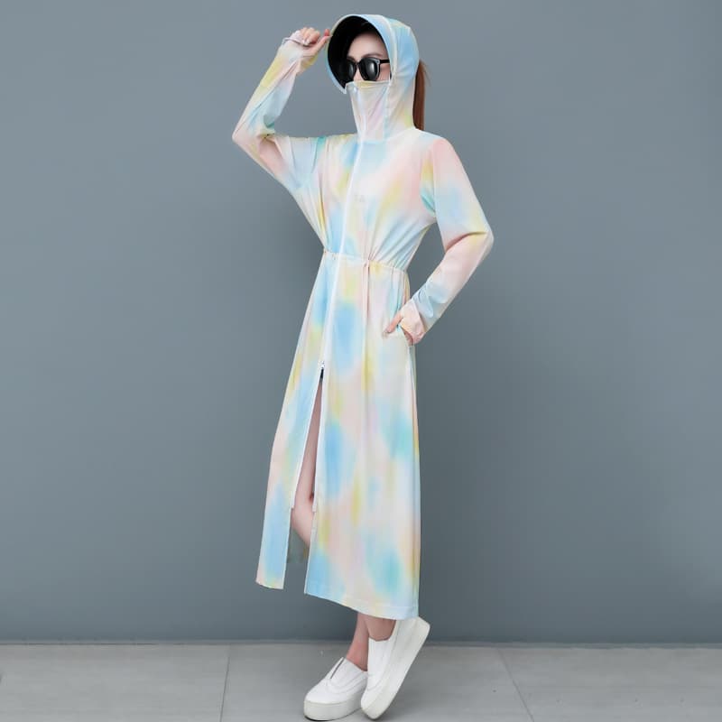 2025 New Summer Women's Long Full-Body Sun Protection Clothing, Loose Fit, Anti-UV, Ice Silk, Breathable, for Outdoor Wear