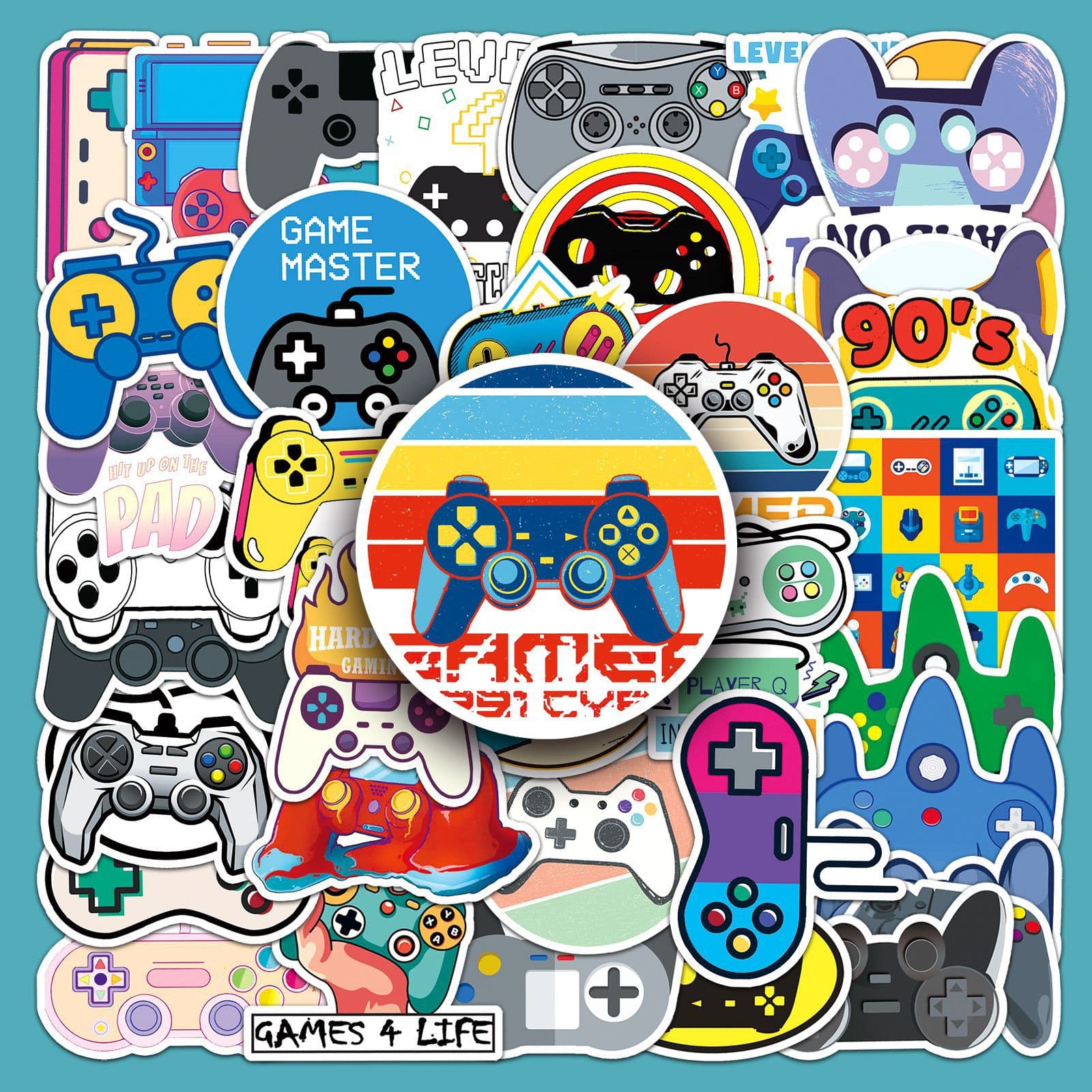 50 Game Controller Graffiti Stickers Personalized Cross-Border Trendy Cool DIY Skateboard Luggage Stickers Waterproof