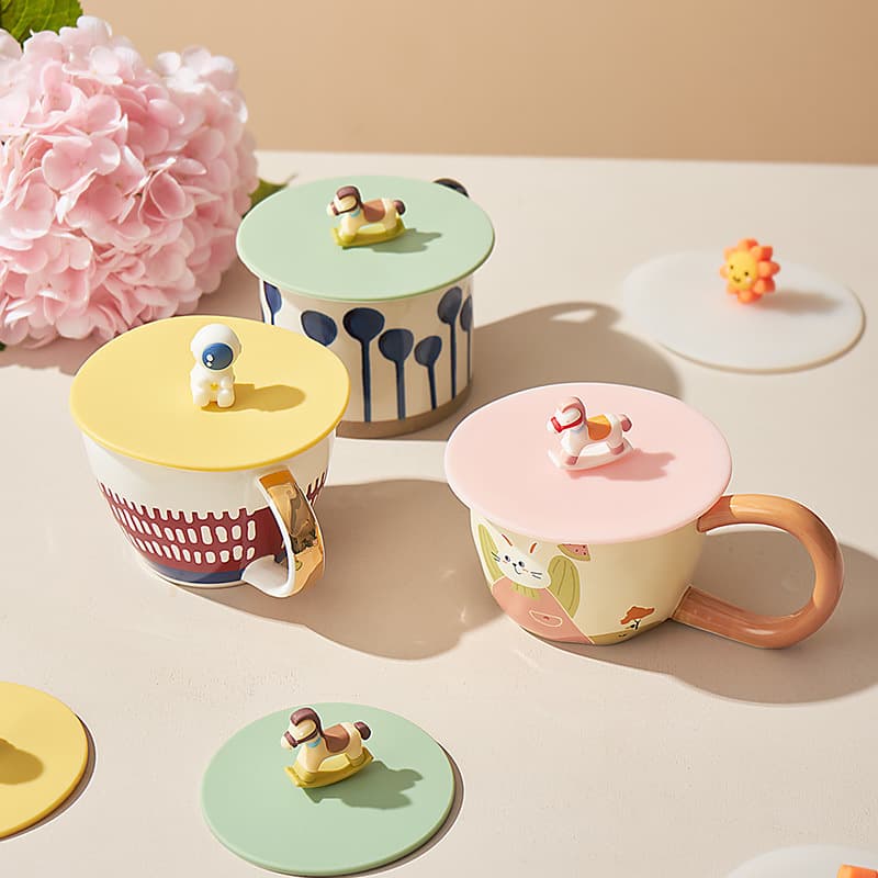 Silicone cup lid, ceramic mug lid, universal glass water cup lid, dustproof cup tea cup lid