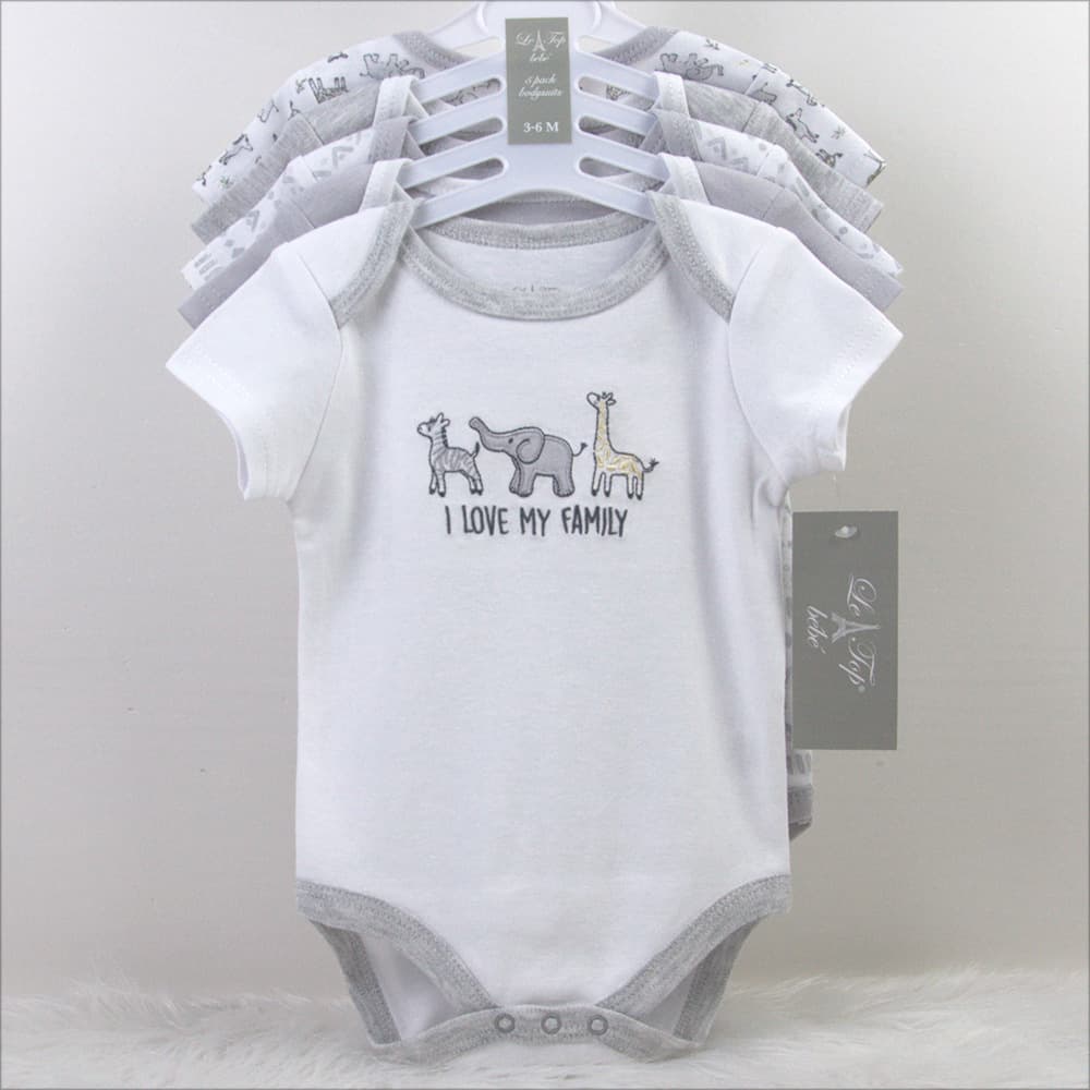 Newborn Baby 5-Pack Bodysuit 5-in-1 Creeper Onesie Triangle Romper