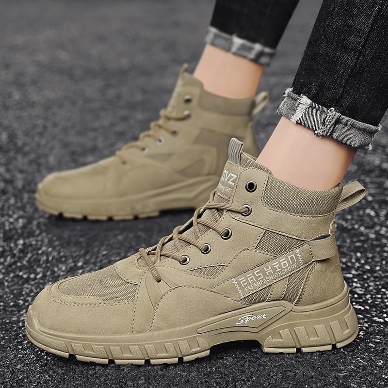 Men's Martin Boots High-Top 2025 Autumn/Winter New Leather Shoes Boots, Korean Retro Trend Casual Work Shoes Height Increasing