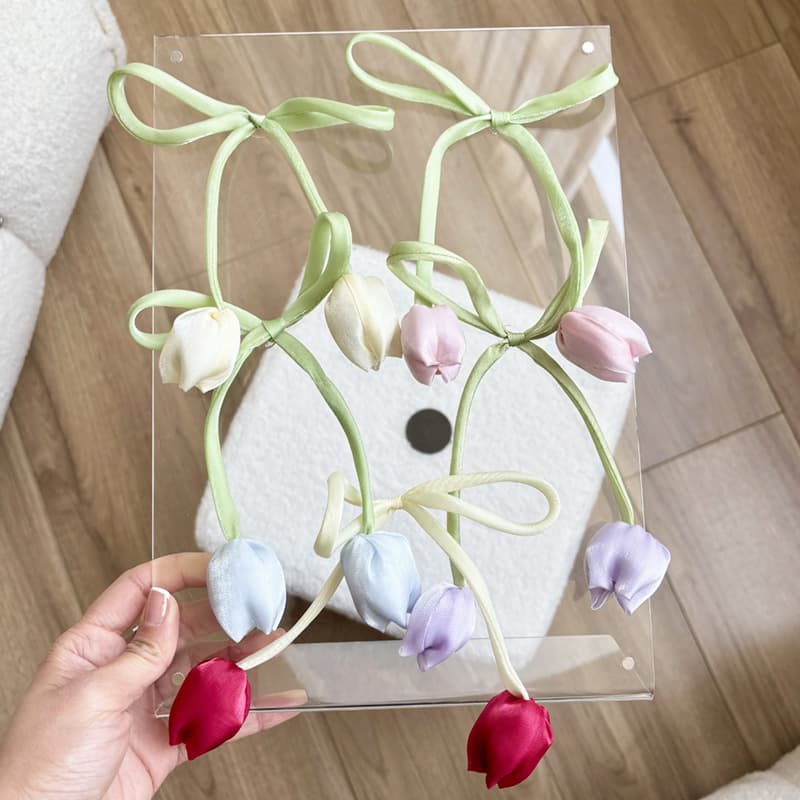 New Shiny Fabric Tulip Bud Accessories DIY Ribbon Tulip Hair Accessories Apparel Trim