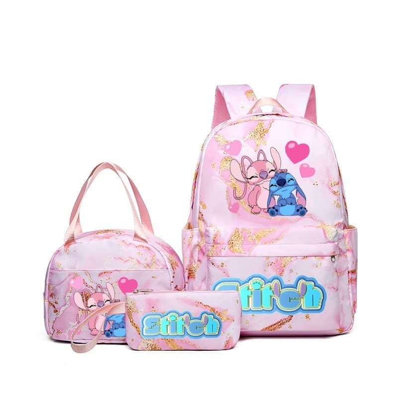 2024 New Stitch School Backpack Set for Primary and Secondary Students, Waterproof, Outdoor Travel Printed Backpack