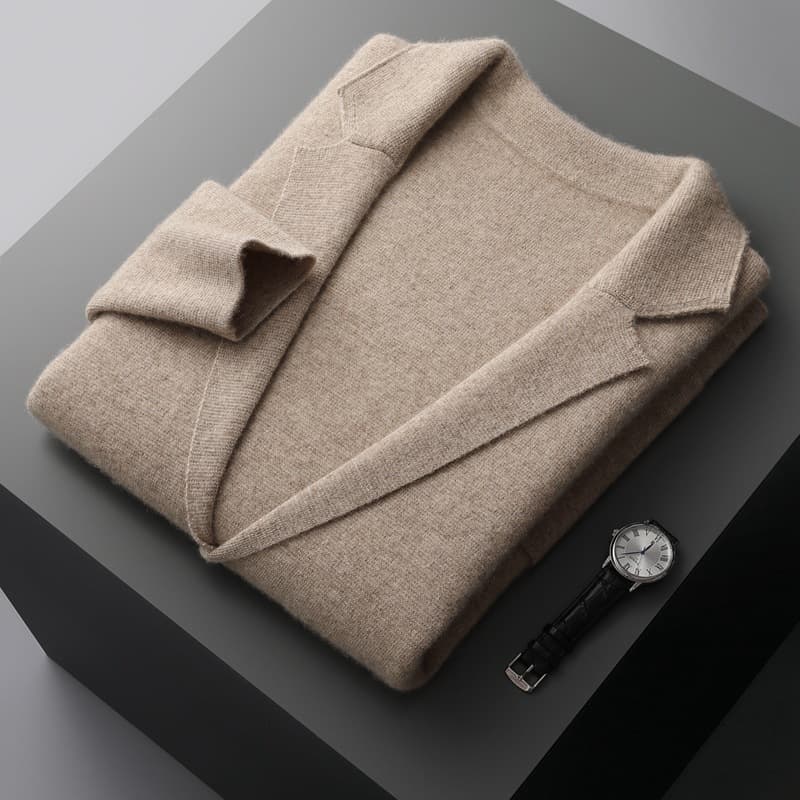 Men's V-Neck Cardigan 100% Pure Wool Sweater Solid Color Knit Base Layer Autumn/Winter New Thickened Outerwear Trendy