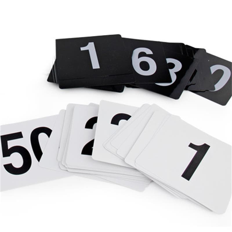 1-100 Black and white plastic numbered place cards/table number cards/restaurant table number cards/seat cards