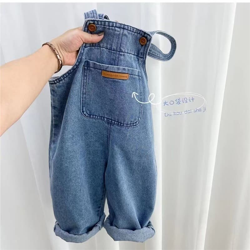 Children's Overalls Boys Spring and Autumn Pants 2024 New Baby Jeans Girls Simple Long Pants Adjustable Crotch