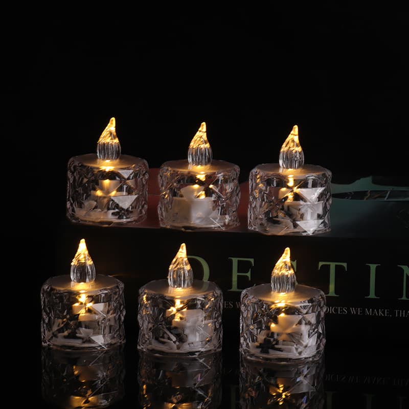 In-Stock Transparent Diamond Candle Light LED Electronic Tea Light Bar Decoration Lamp Birthday Gift Acrylic Ornament