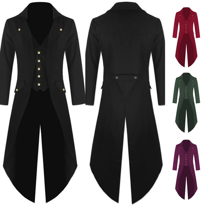 2024 New Men's Fashion Trench Coat Steampunk Gothic Style Jacket Men's Retro Suit BC7928